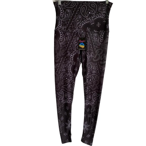 Bougies Boutique Pants - Bougie Boutique Women’s Leggings Size L Large Black White Print Spellout New